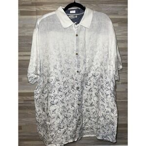 Carbon 2 Cobalt Linen Button Down Shirt Men's LT,   Short Sleeve Artsy Print #M